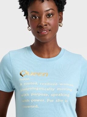 Light Blue 'Queen' Graphic Tee - Women's Short Sleeve Top by Legendary Rootz LG